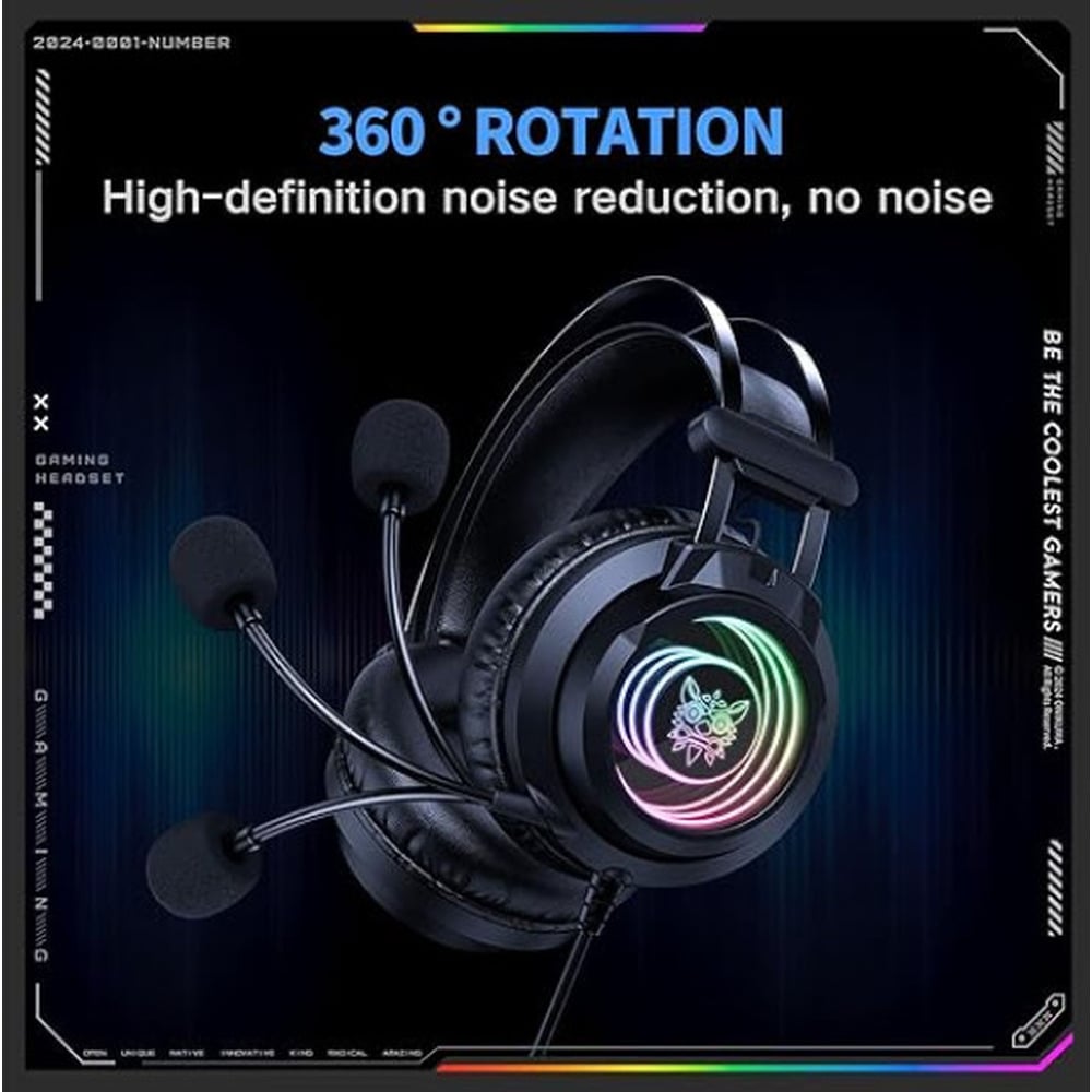 ONIKUMA X80 Abyssal  Mirror 3.5Virtual  Surround RGB Wired  Gaming Headset