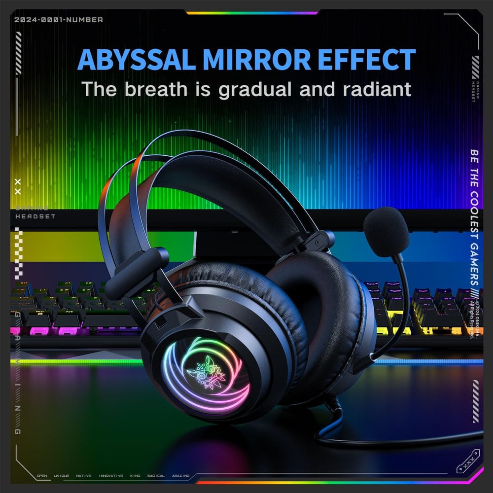 ONIKUMA X80 Abyssal  Mirror 3.5Virtual  Surround RGB Wired  Gaming Headset