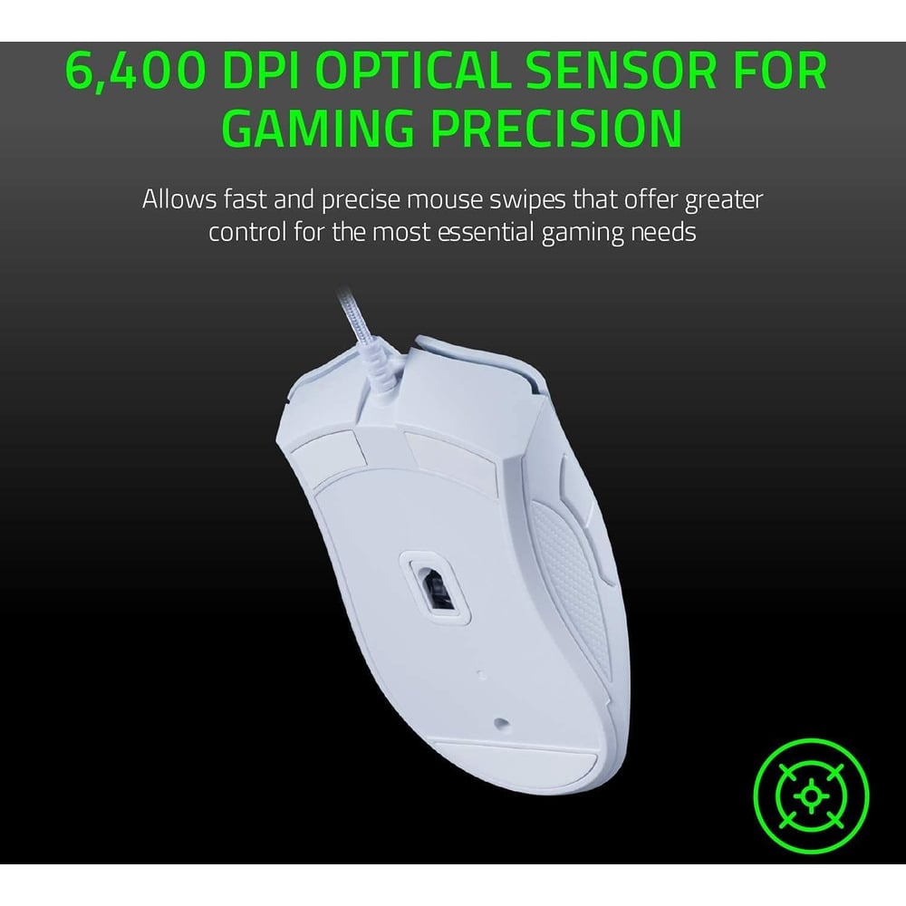 Razer DeathAdder Essential - Ergonomic Wired White Gaming Mouse