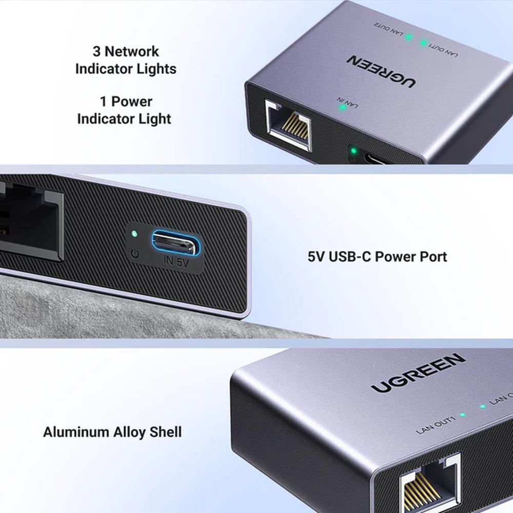 UGREEN 45311 Gigabit Ethernet 1 to 2 Splitter