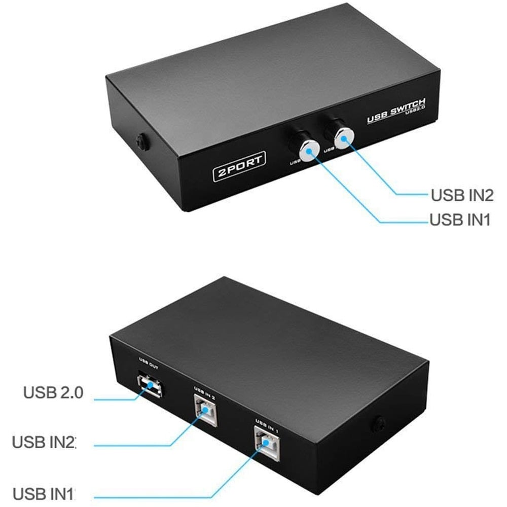 2 Port USB 2.0 Printer Sharing USB Switch