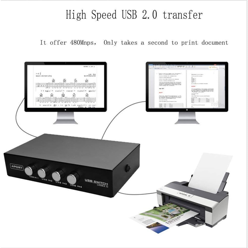 2 Port USB 2.0 Printer Sharing USB Switch