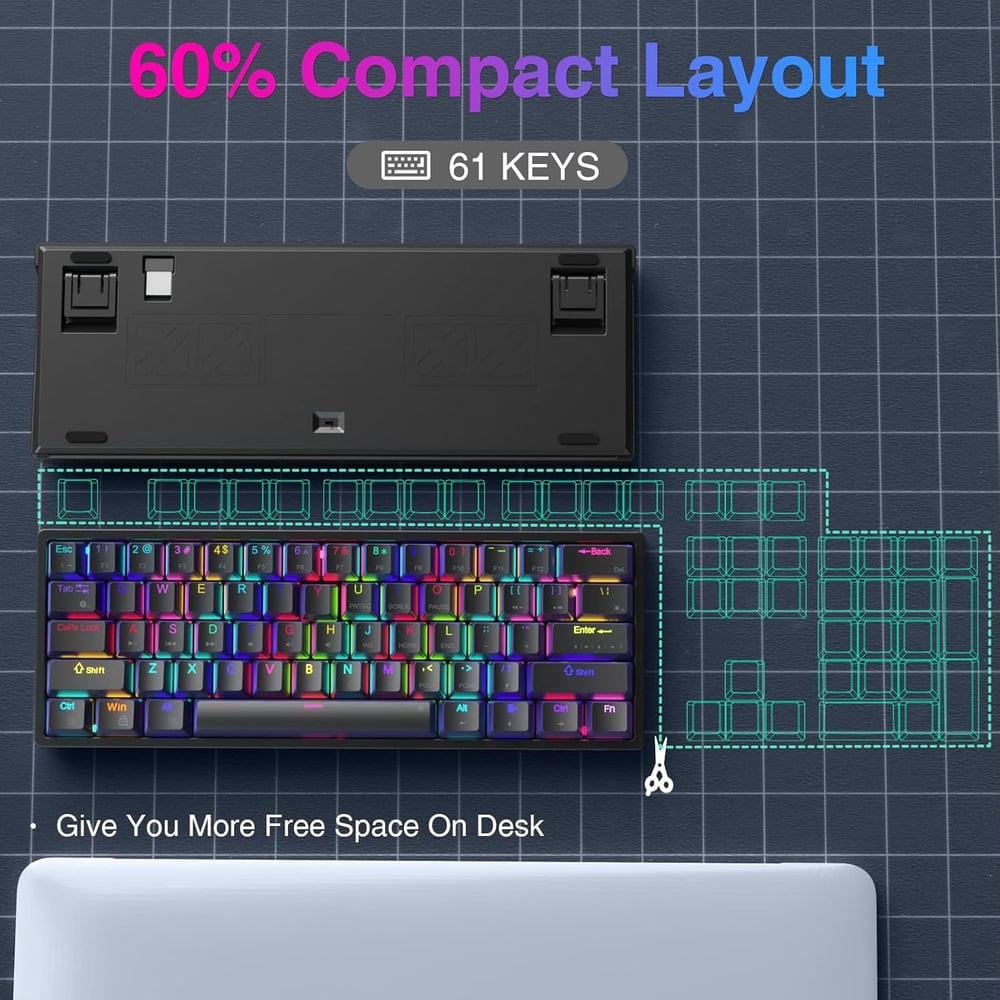 Aula F3261 RGB Mechanical Gaming Keyboard with 61 Keys