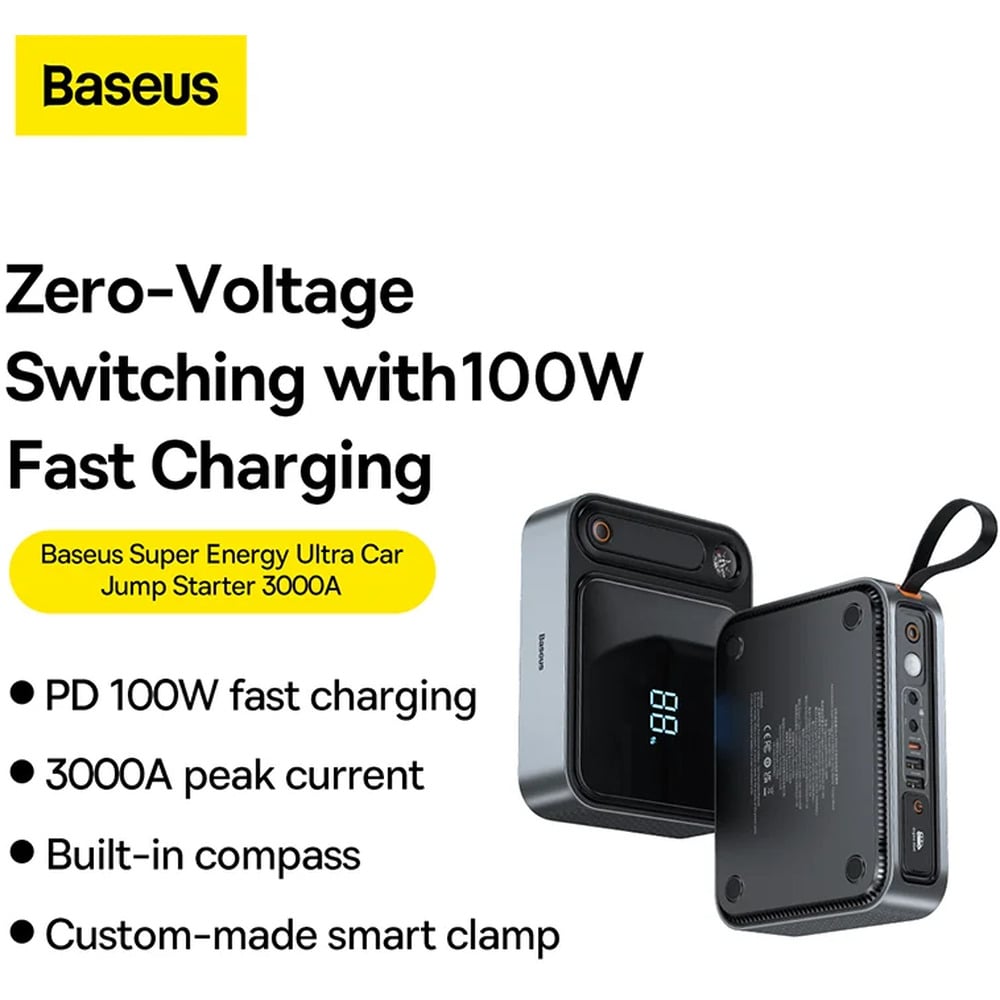 Baseus Super Energy Ultra 3000A Car Jump Starter + Built-in 100W PD Output Power Bank