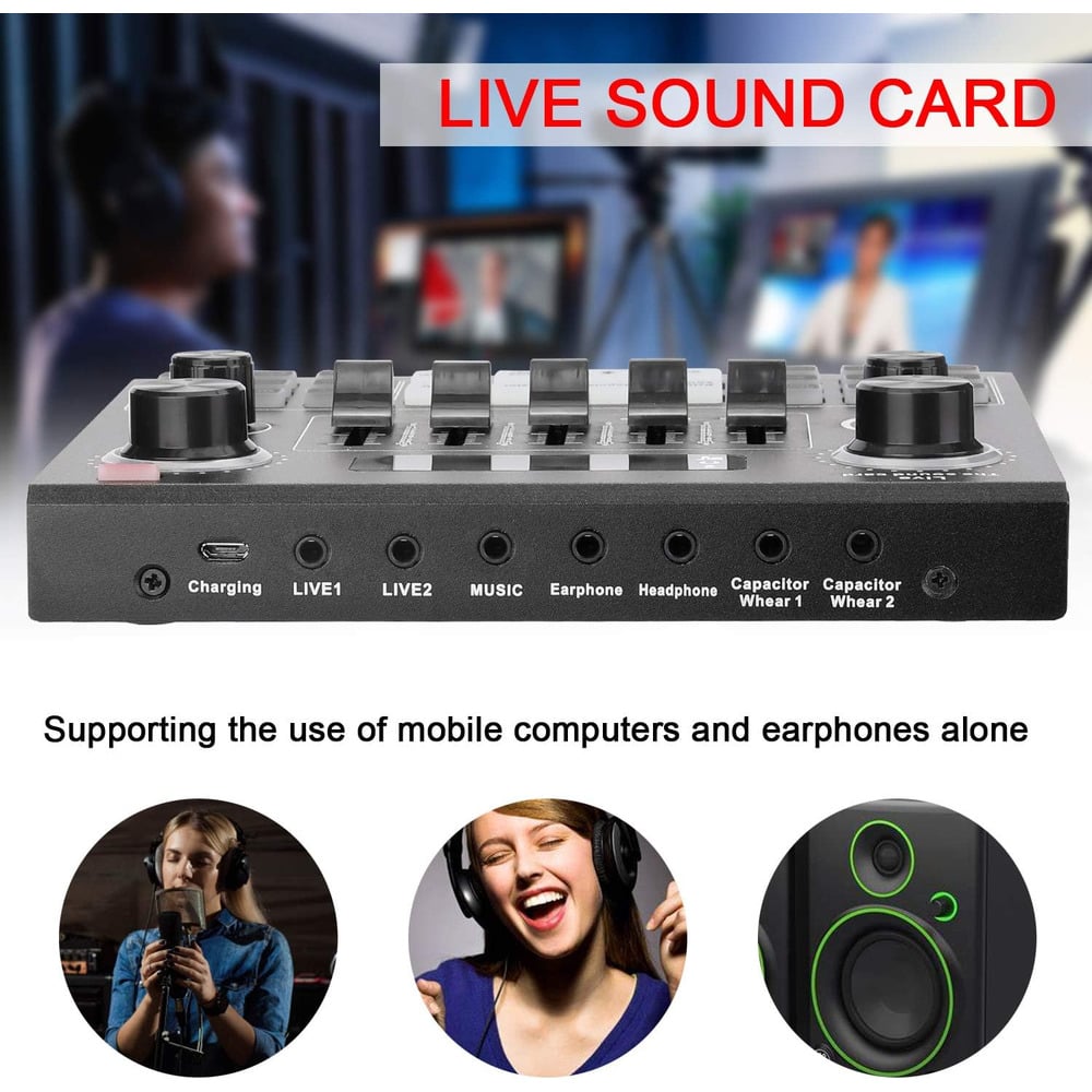 Multifunctional Live V9 Sound Card and BM800 Suspension Microphone Set for Broadcasting and Recording Podcasts