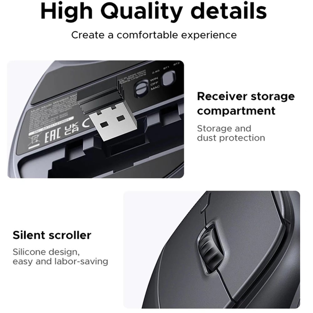 UGREEN 75545B Multi-mode Bluetooth &amp; Wireless Mouse