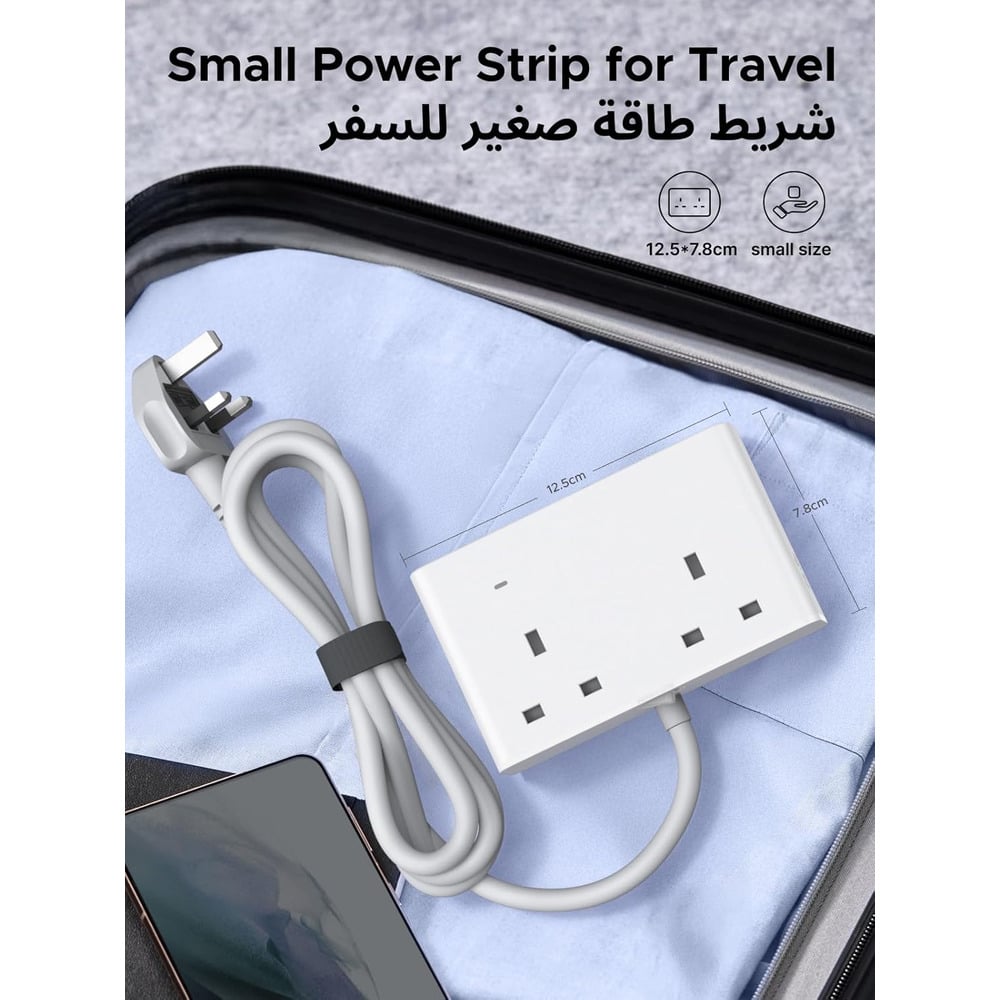 UGREEN 85170 Nexode PD 20W AC 2990W 2-Outlet Power Strip for Laptops, Tablets, Phones