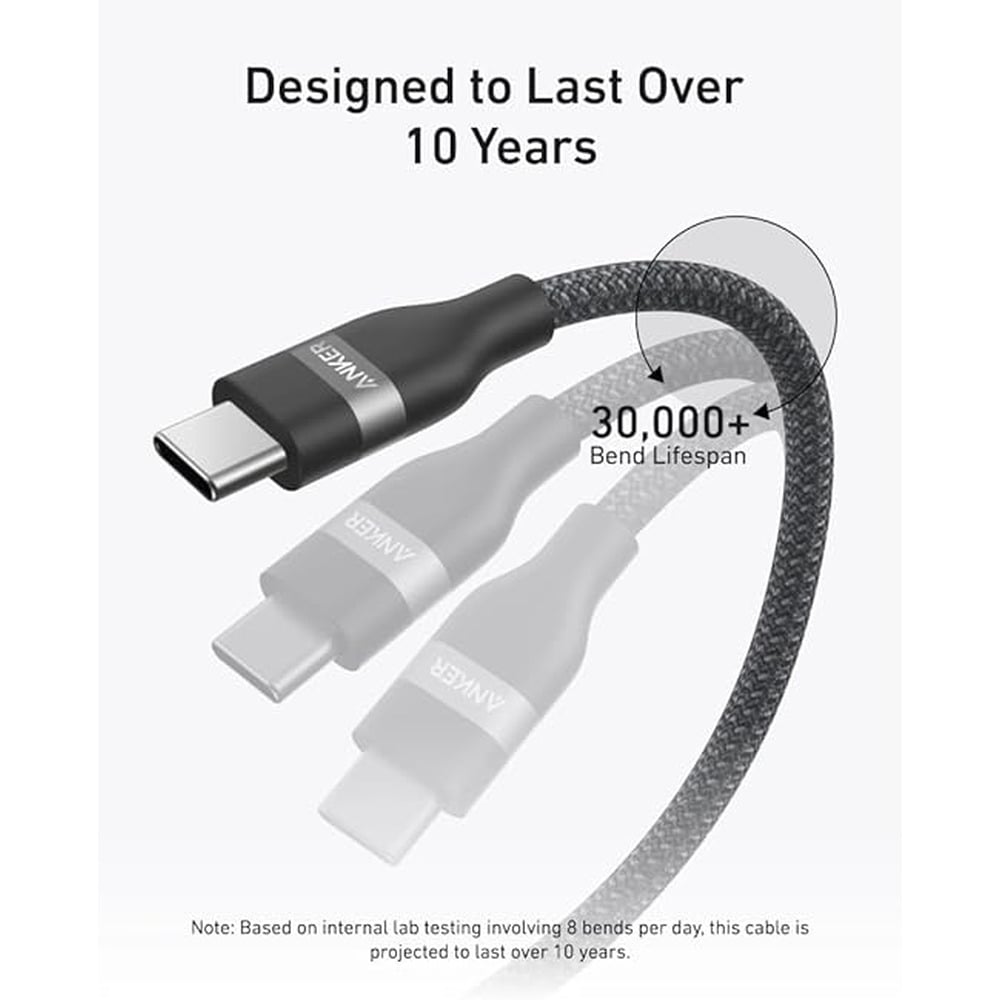 Anker A82E2H12 240W 6ft Upcycled-Braided USB-C to USB-C Cable
