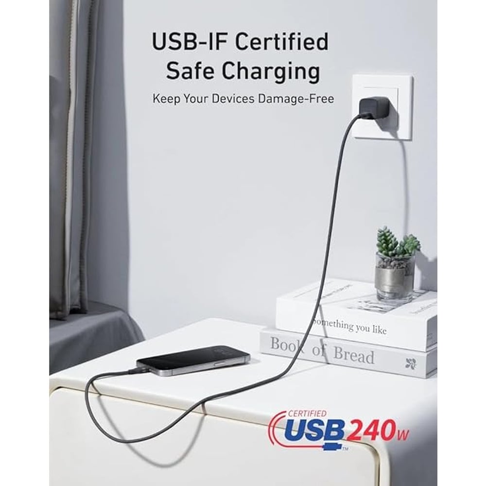 Anker A82E2H12 240W 6ft Upcycled-Braided USB-C to USB-C Cable