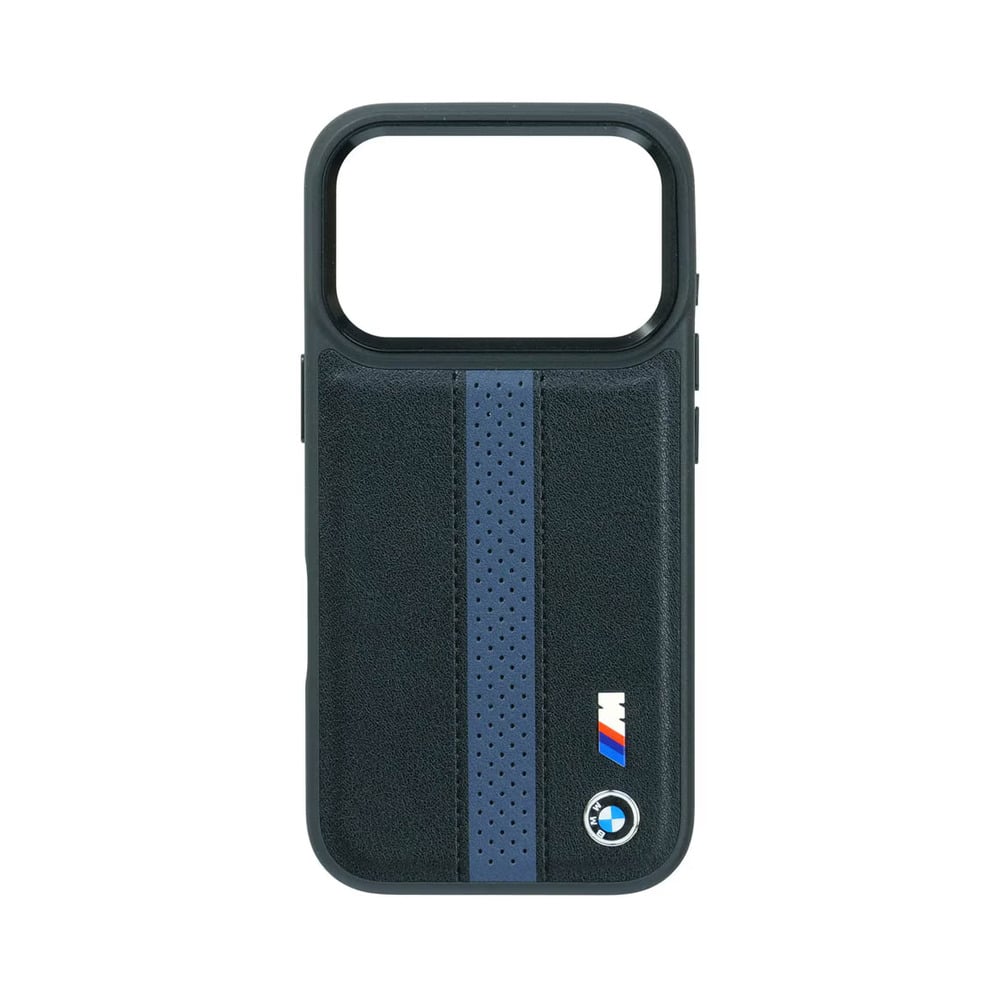 BMW MagSafe PU Perforated Stripes Leather Case for 17 Pro