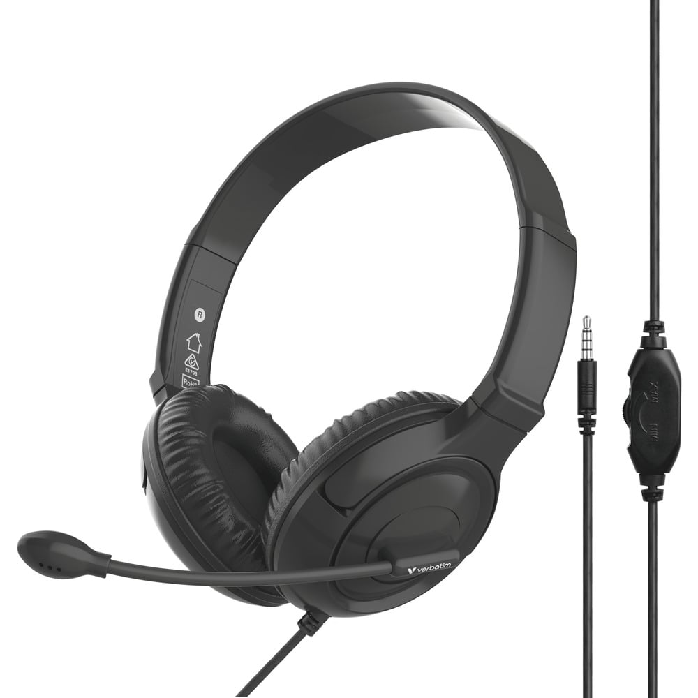 Verbatim 66705 Wired Multimedia Headset with Noise Cancelling Mic