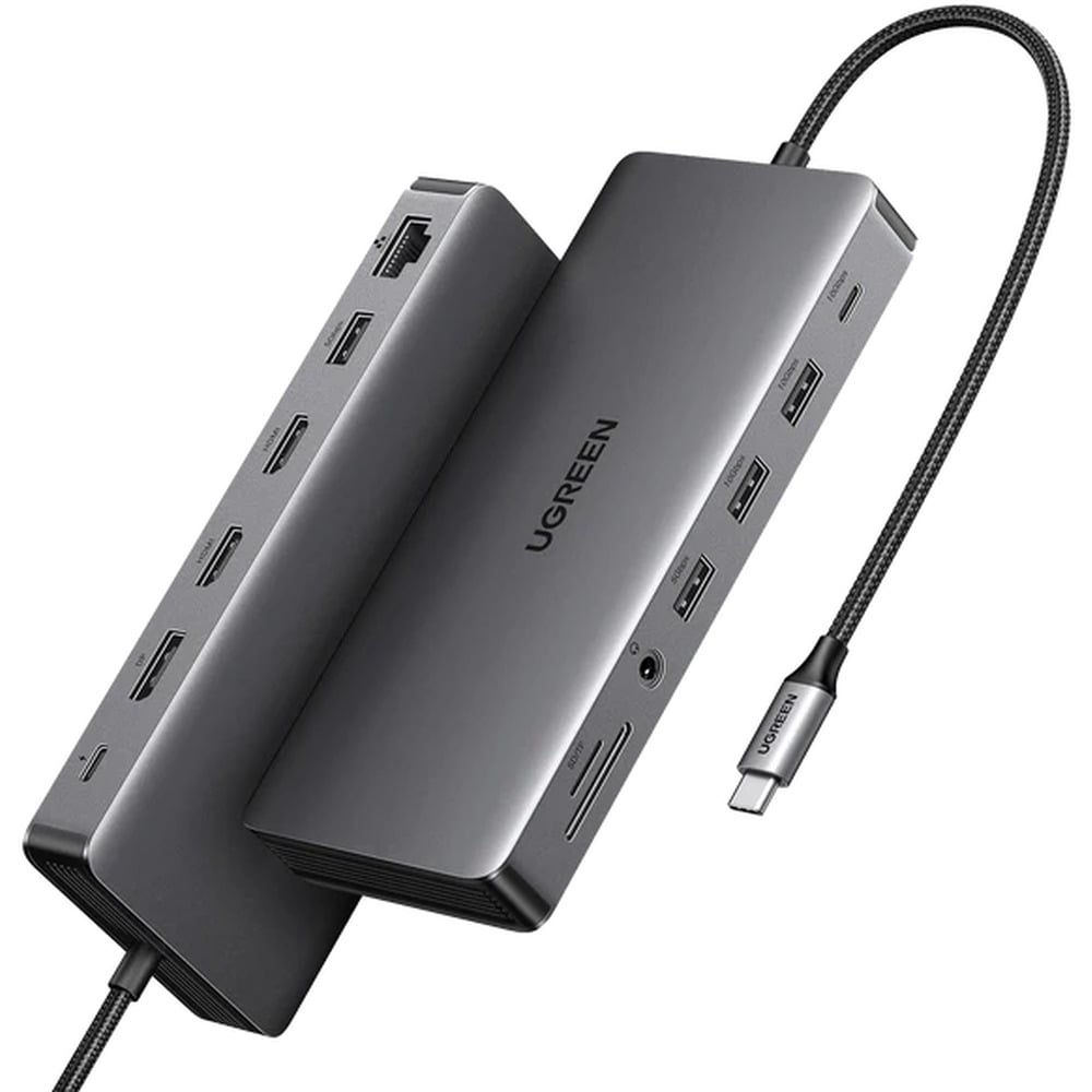 UGREEN 15978 13 in 1 (Type-C to 2xHDMI 4K 60Hz/ 1xDP 4K 60Hz / 4xUSB 10Gbps / 1xType-C 4K 60Hz / 1x Type-c PD 100W 1x RJ45 Gigabit / 1xSD +TF 3.0/1x 3.5mm Jack ) Type-C Multifunction Hub