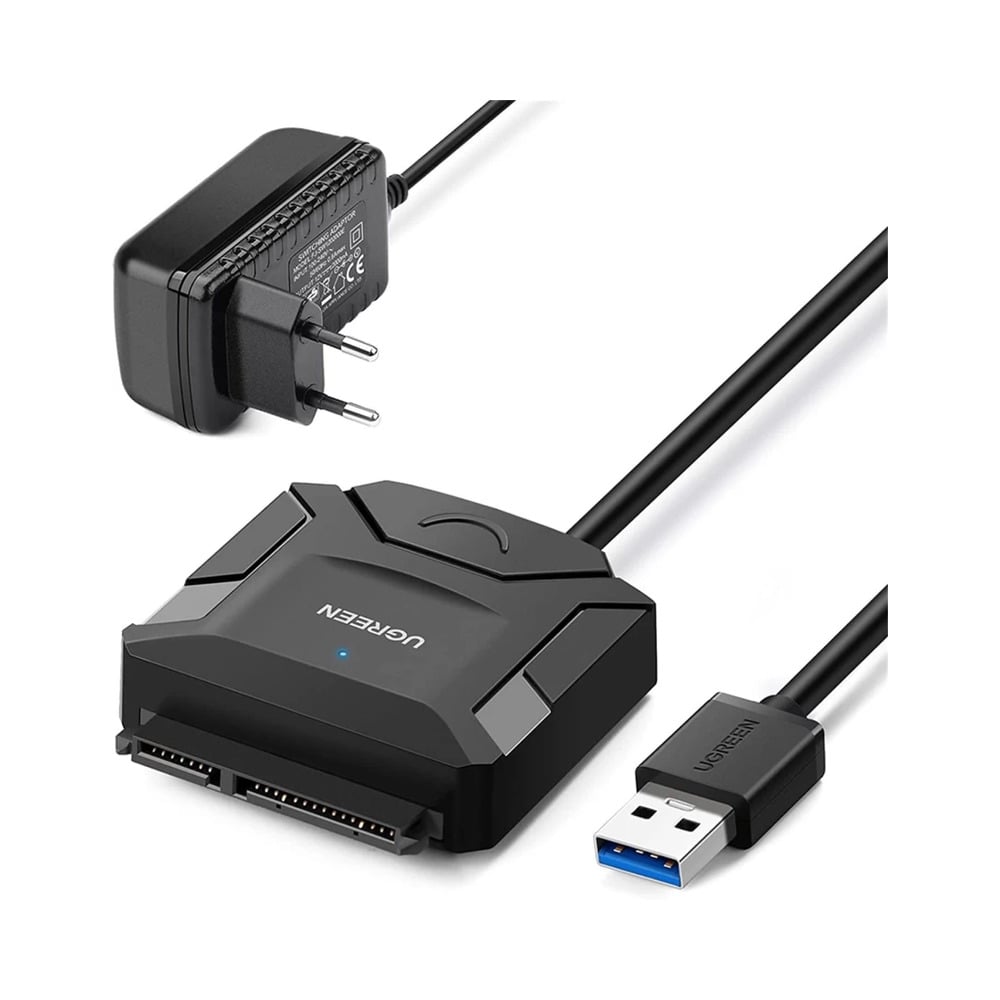UGREEN 20611 USB to SATA Hard Drive Converter Cable with Charging Adapter for 2.5” and 3.5”