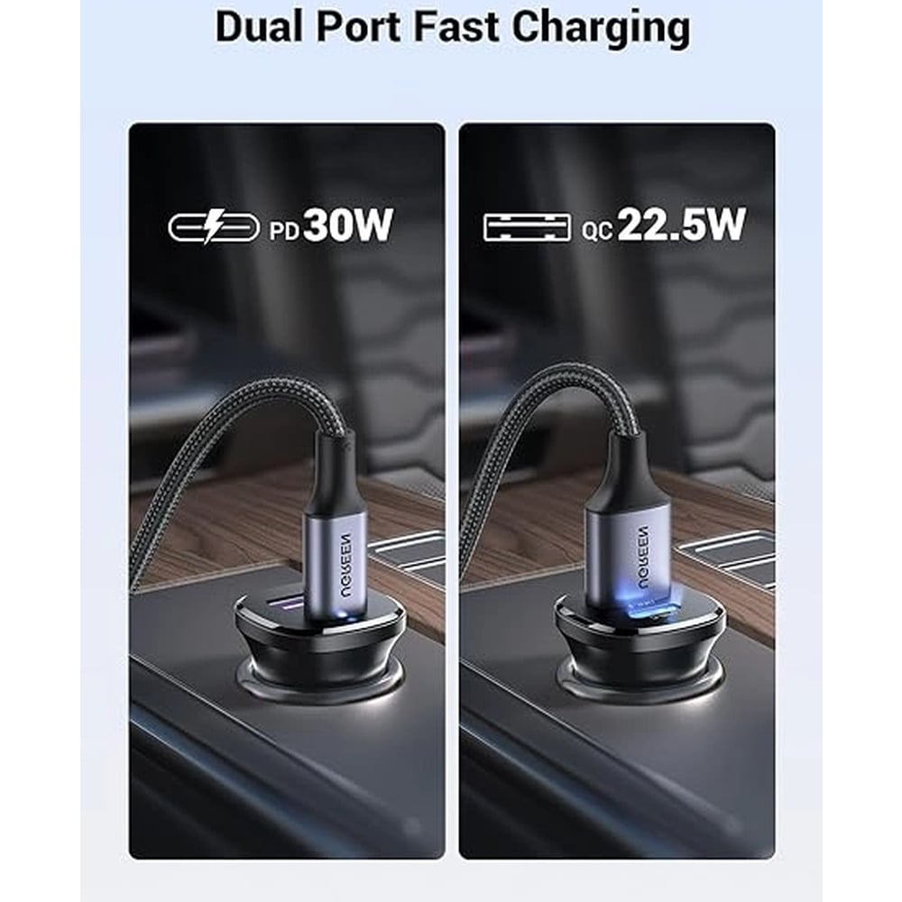 UGREEN 25845 30W Type-C + USB Dual Port Car Charger