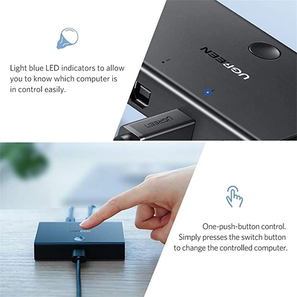 UGREEN 30345 USB 2.0 Sharing Switch 2 in 1 Out