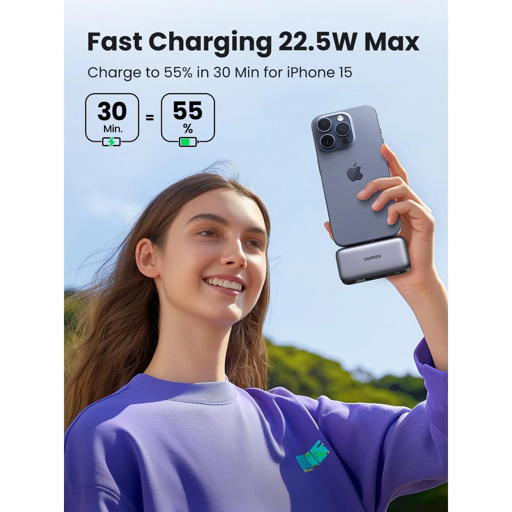 UGREEN 35338 20W 5000mAh Nexode Digital Display Power Bank with Built-in Type-C & Kickstand