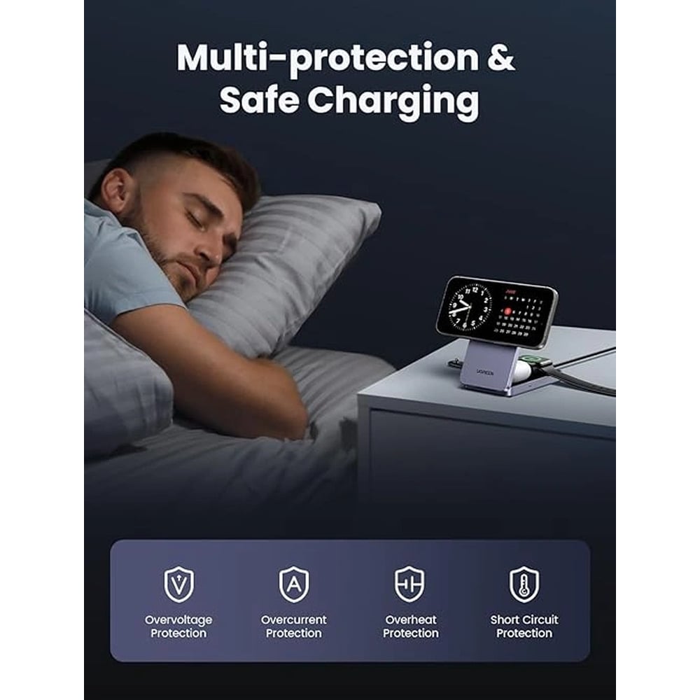 UGREEN 45025 25W 3-in-1 Qi2 Magnetic Wireless Charger  with Charging Adapter