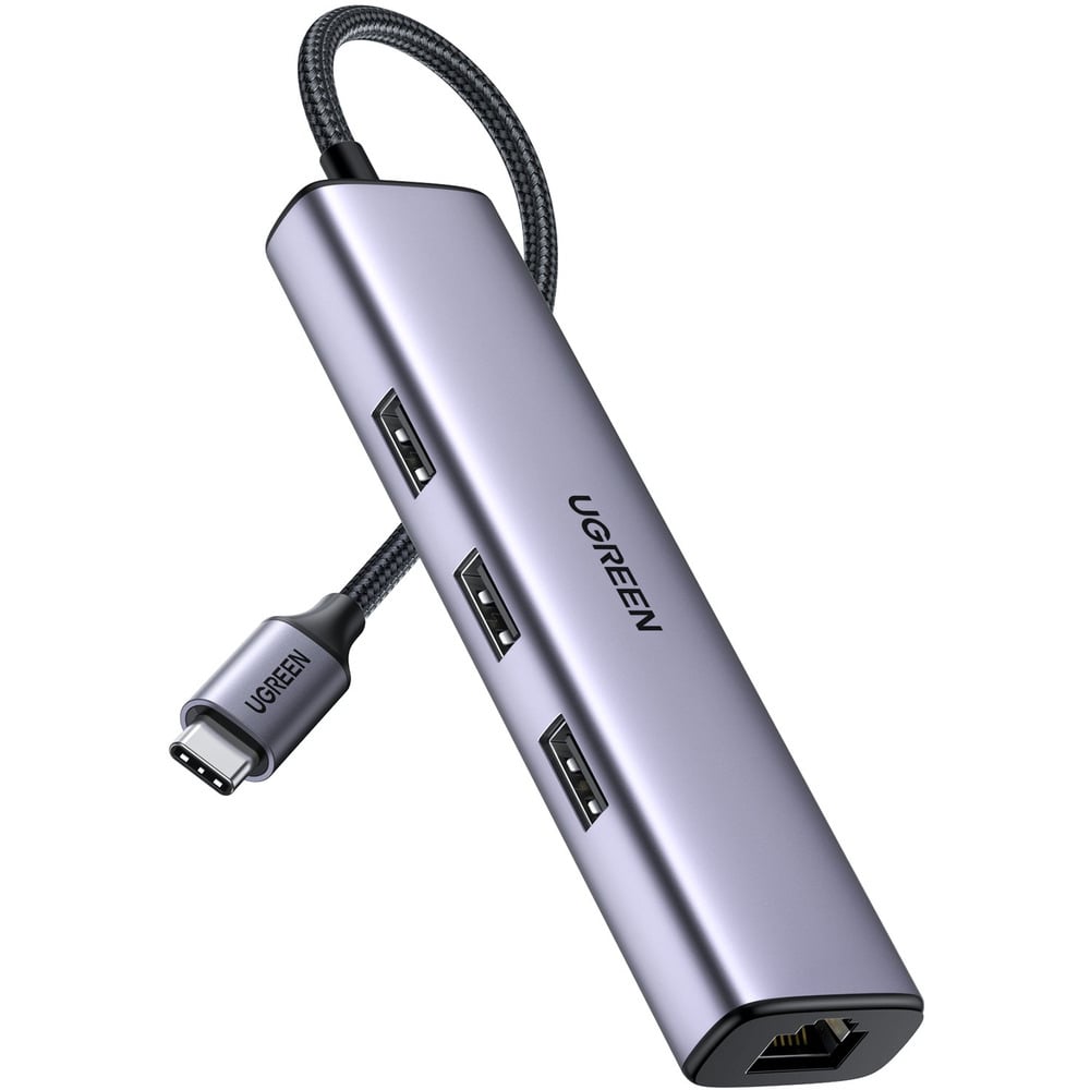 UGREEN  60600 Type-C to  3×USB 3.0 5Gbps /RJ45 Gigabit Ethernet 4 Port Type-C Multifunction Hub