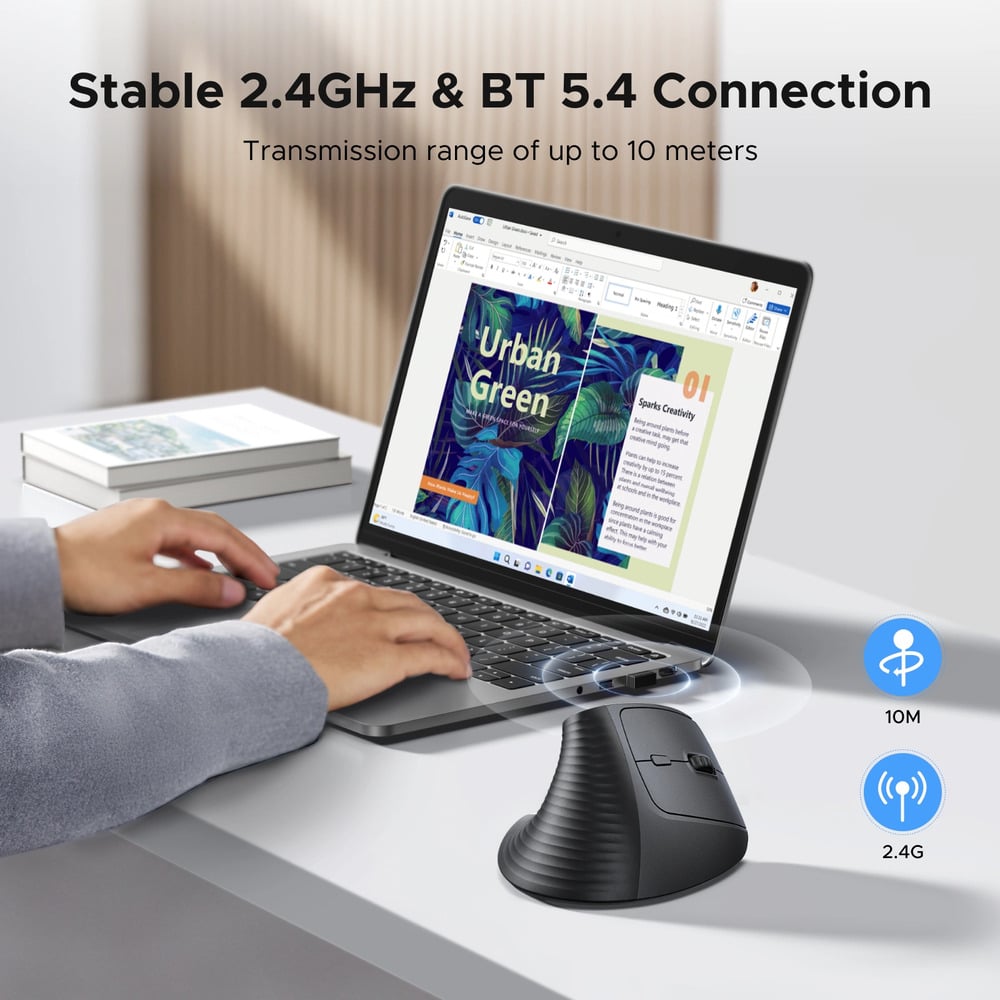 UGREEN 65042 Bluetooth &amp; Wireless Vertical Mouse