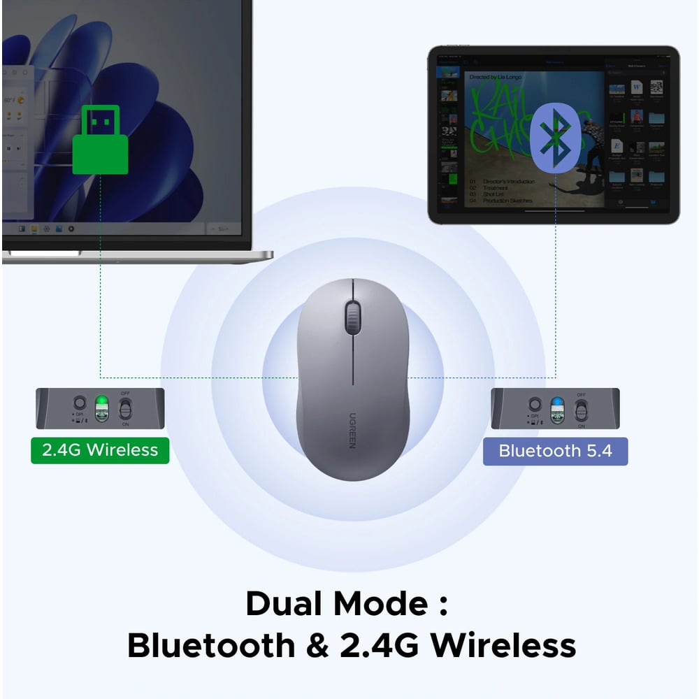 UGREEN 65627 Multi-mode Bluetooth &amp; Wireless Mouse