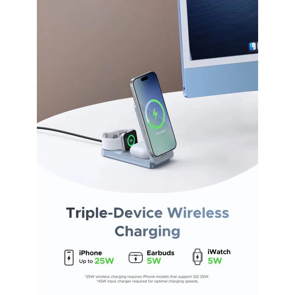 UGREEN 65901 25W Magflow Qi2 3-in-1 Magnetic Wireless Charger