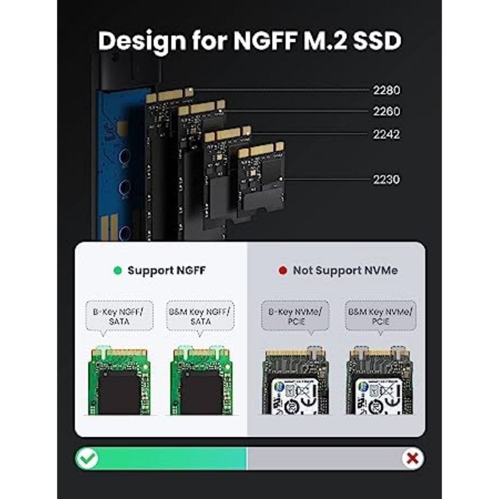 UGREEN 70533 M.2 Enclosure Type-C+USB Port