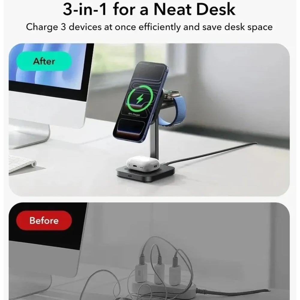 ESR CryoBoost 3-in-1 MagSafe Charging Station 25W Qi2.2