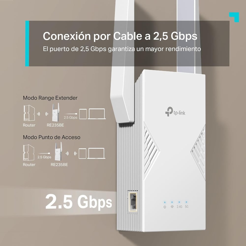 TP-Link RE235BE BE3600 Dual-Band Wi-Fi 7 Range Extender, 2.4GHz 688Mbps + 5GHz 2882Mbps, EasyMesh Compatible