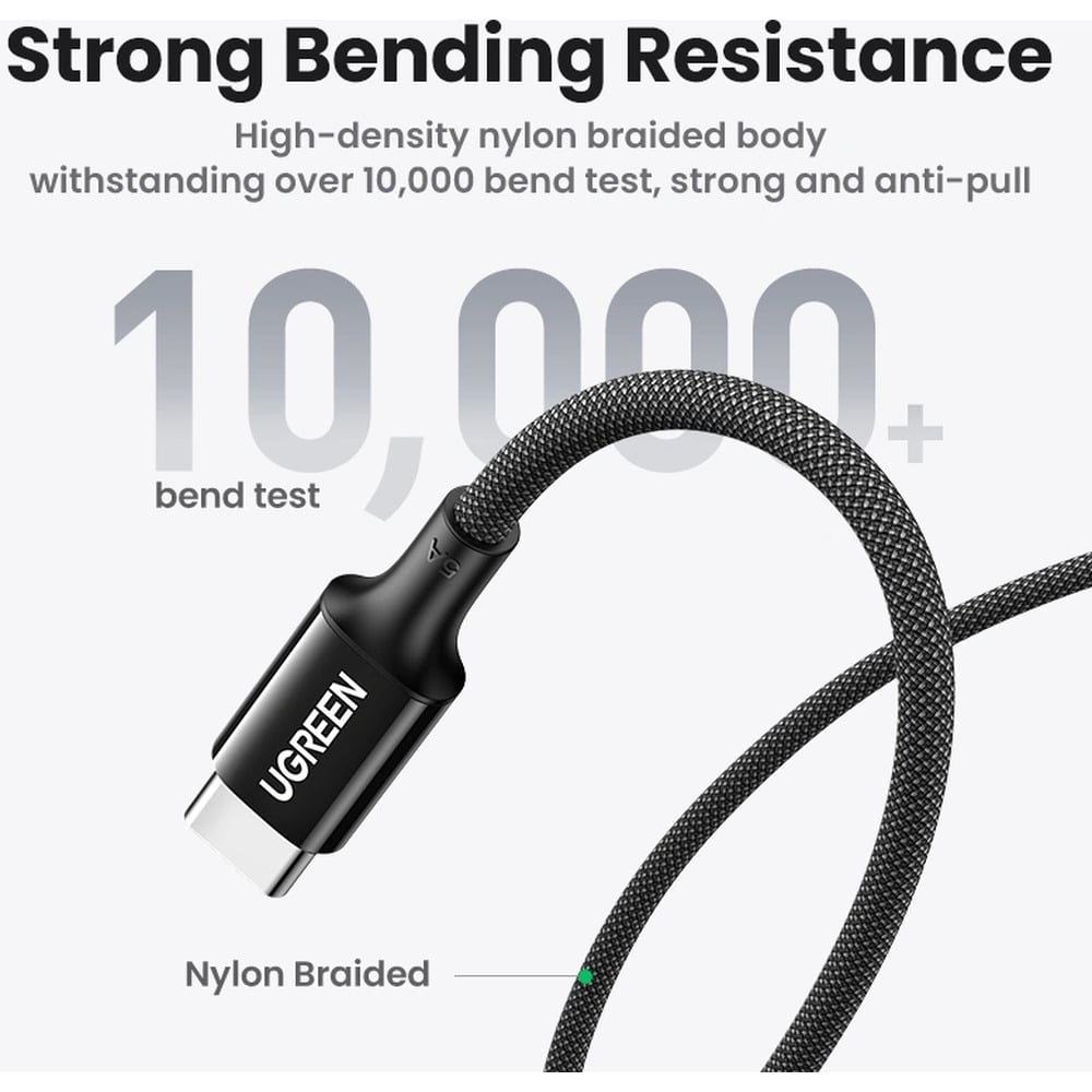 UGREEN 15275 100W 5A Max Type-C to Type-C PD Silicone Braided 1M Fast Charging Cable