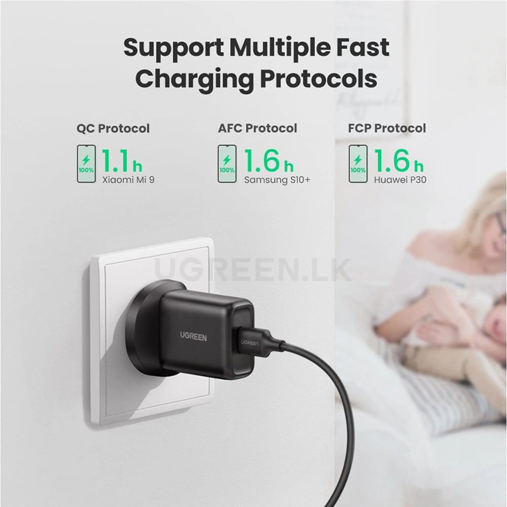 UGREEN 70165 USB QC3.0 UK 18W  Fast Charging Power Adapter