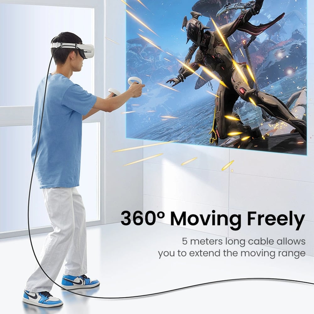 UGREEN 90629 Right Angle Link 5Gbps/60 VR Type-C to Type-C 5M Device Cable