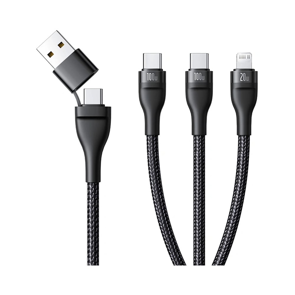 Baseus Flash Series 3 100W Two-for-Three U+C to C+C+L Fast Charging 1.5M Cable