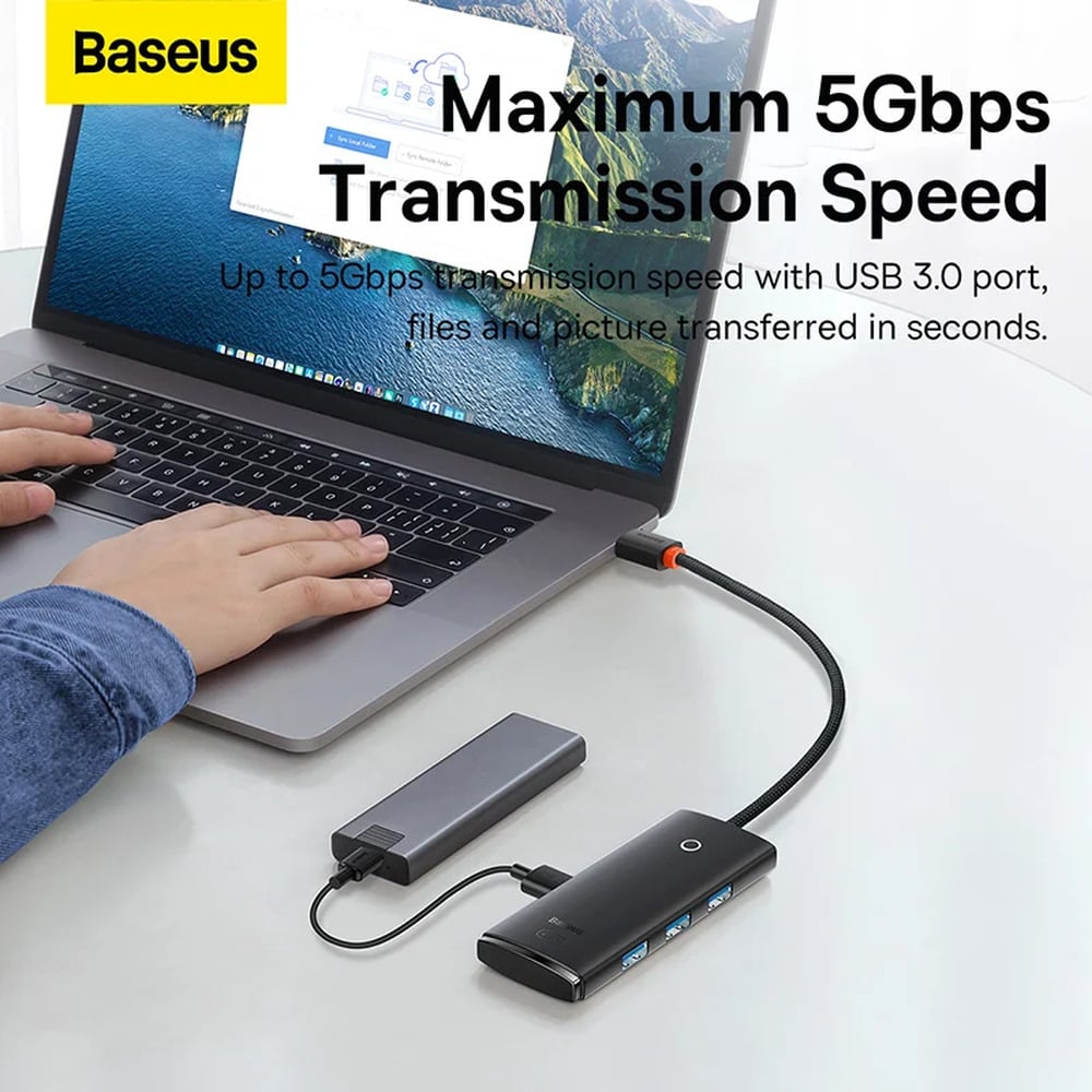 Baseus Lite Series 4-Port USB-A Hub Adapter with 25cm Cable