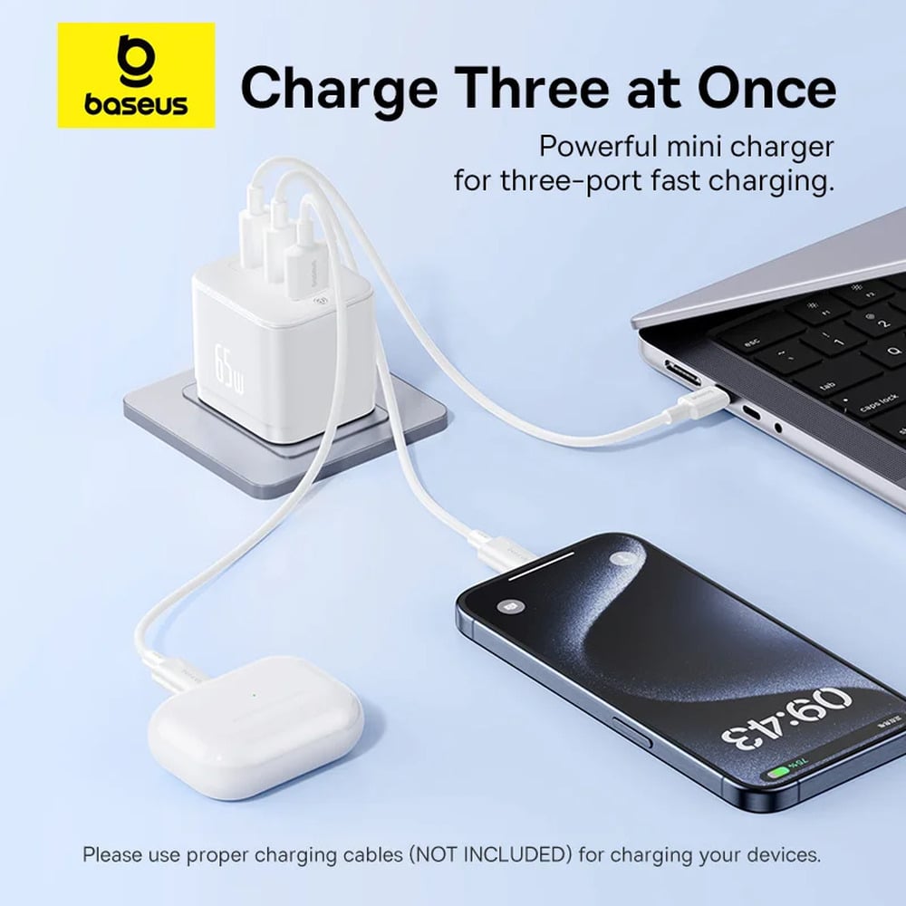 Baseus Palm 65W 2C+U 65W UK 3 Pin Fast Charger