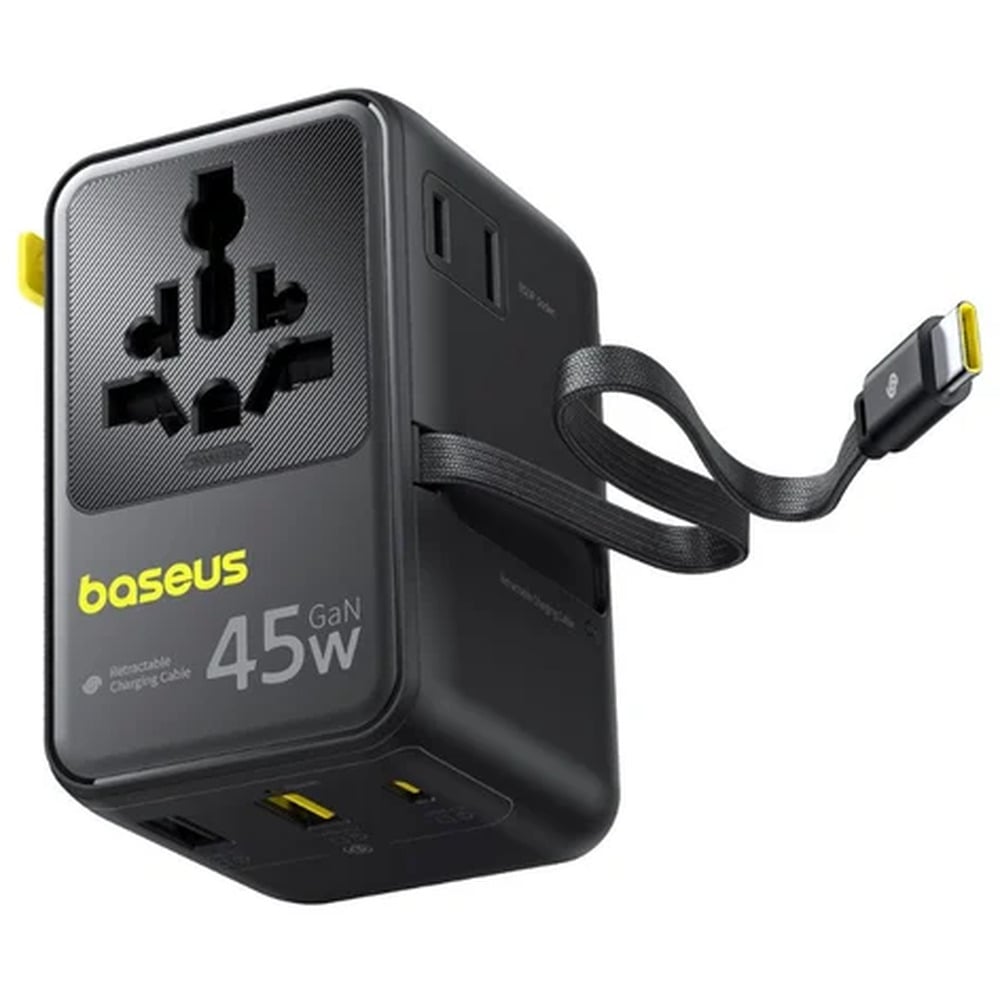Baseus Picogo 45W 6-in-1 Universal Travel Adapter with Retractable Cable