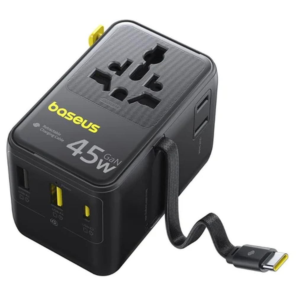 Baseus Picogo 45W 6-in-1 Universal Travel Adapter with Retractable Cable
