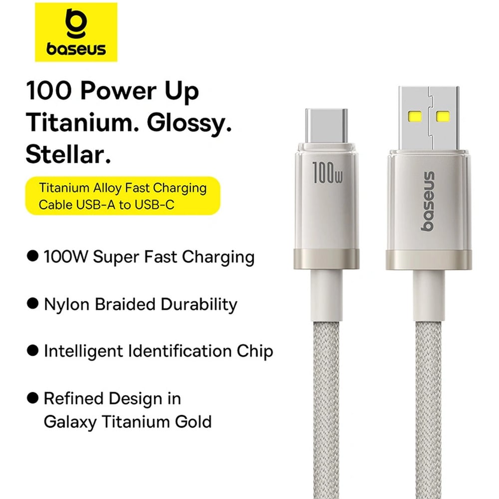 Baseus Titanium Alloy 100W USB to Type-C Fast Charging 2M Cable