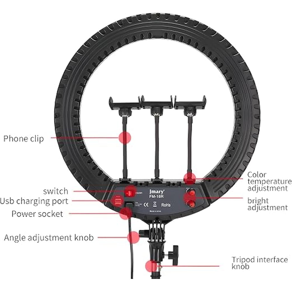 JMARY FM-18R 18 Inch Selfie Ring Light
