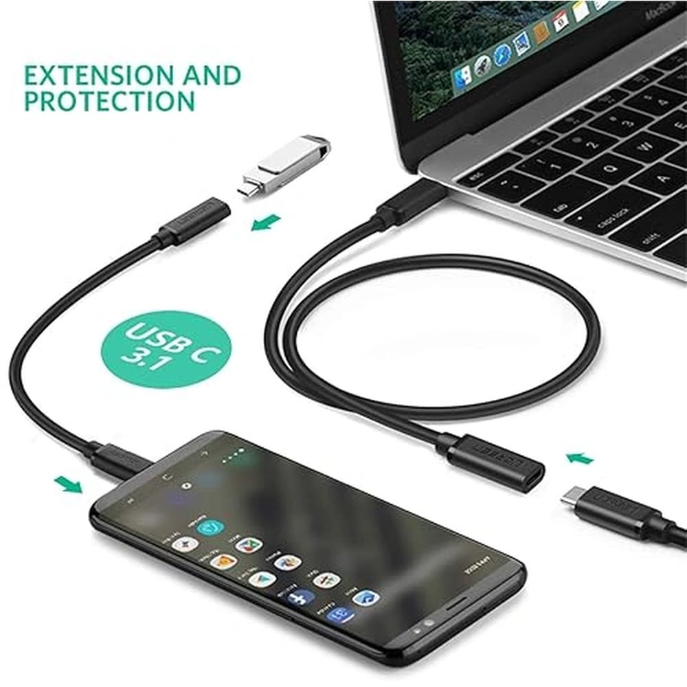 UGREEN 10387 Type-C Male to Type-C Female Audio &amp; Video USB Extension 1M Cable
