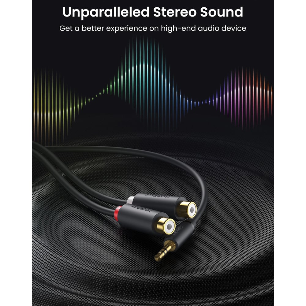 UGREEN 10547 3.5mm Male to 2RCA Female 25CM Cable