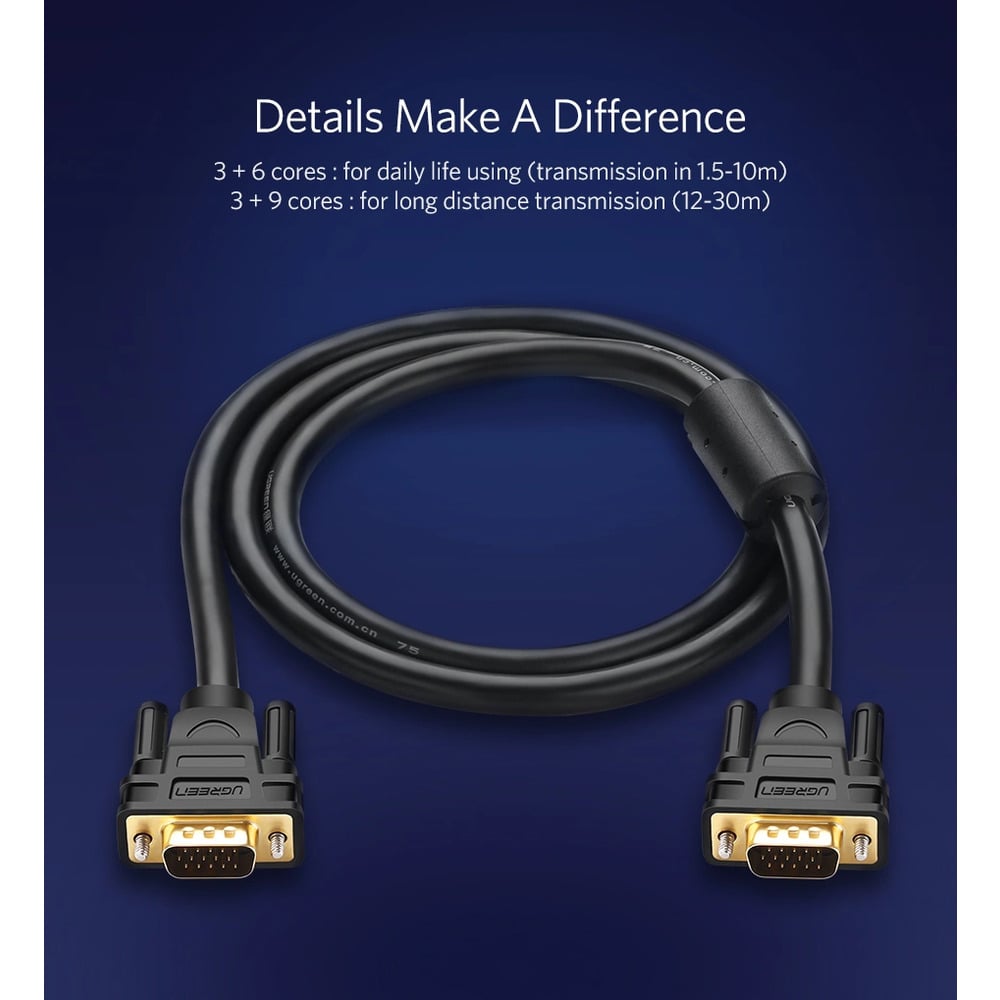 UGREEN 11633 VGA Male to Male 10M Cable