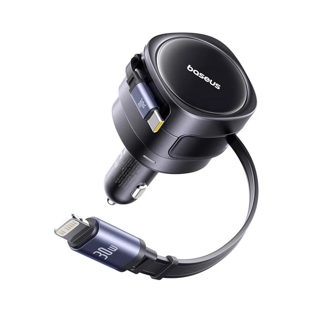 Baseus Enjoyment Max 60W Car Charger with USB-C + Lightning Cables