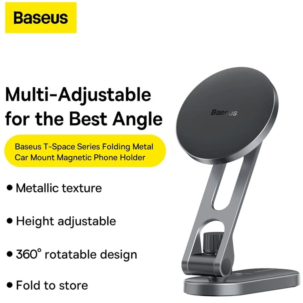 Baseus Magnetic T-Space Series Folding Metal Car Mount Phone Holder
