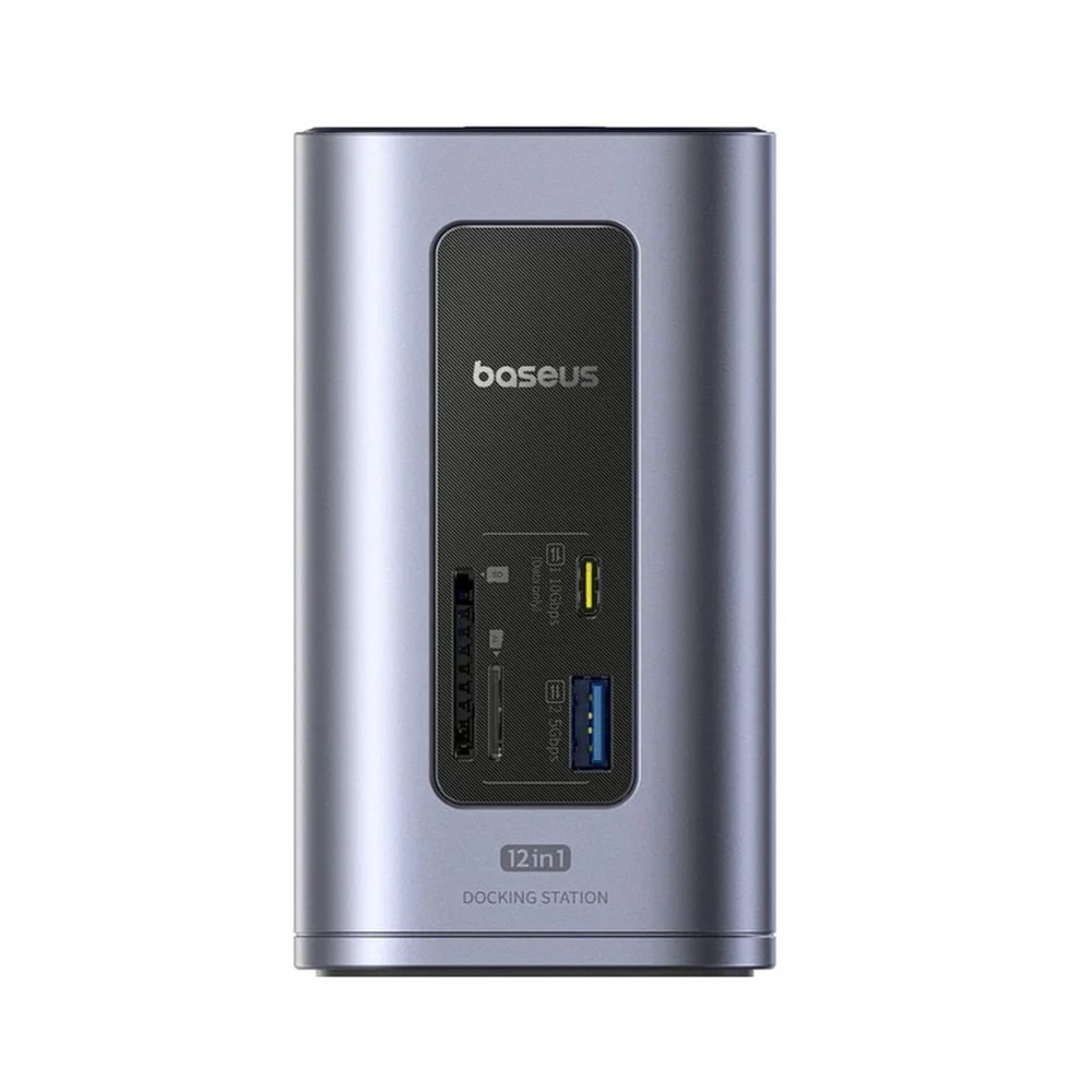 Baseus NU1 Air Spacemate 12-in-1 USB-C to 2*HDMI 4K@60Hz + 2*USB-C (10Gbps) + 2*USB-A (5Gbps) + 2*USB-A (480Mbps) + 1*RJ45+SD/TF 3.0 + 1*USB-C (PD) Docking Station