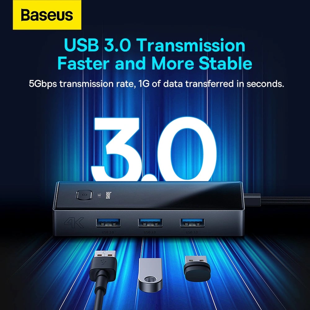 Baseus PioneerJoy 5-Port Type-C to HDMI 4K@60Hz*1+USB3.0*3+PD*1 Hub Adapter