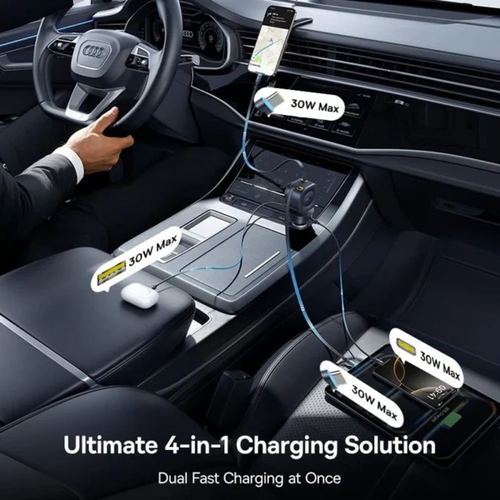 Baseus PrimeTrip VR2 Max Car Charger with Retractable 3C+U 240W Cable